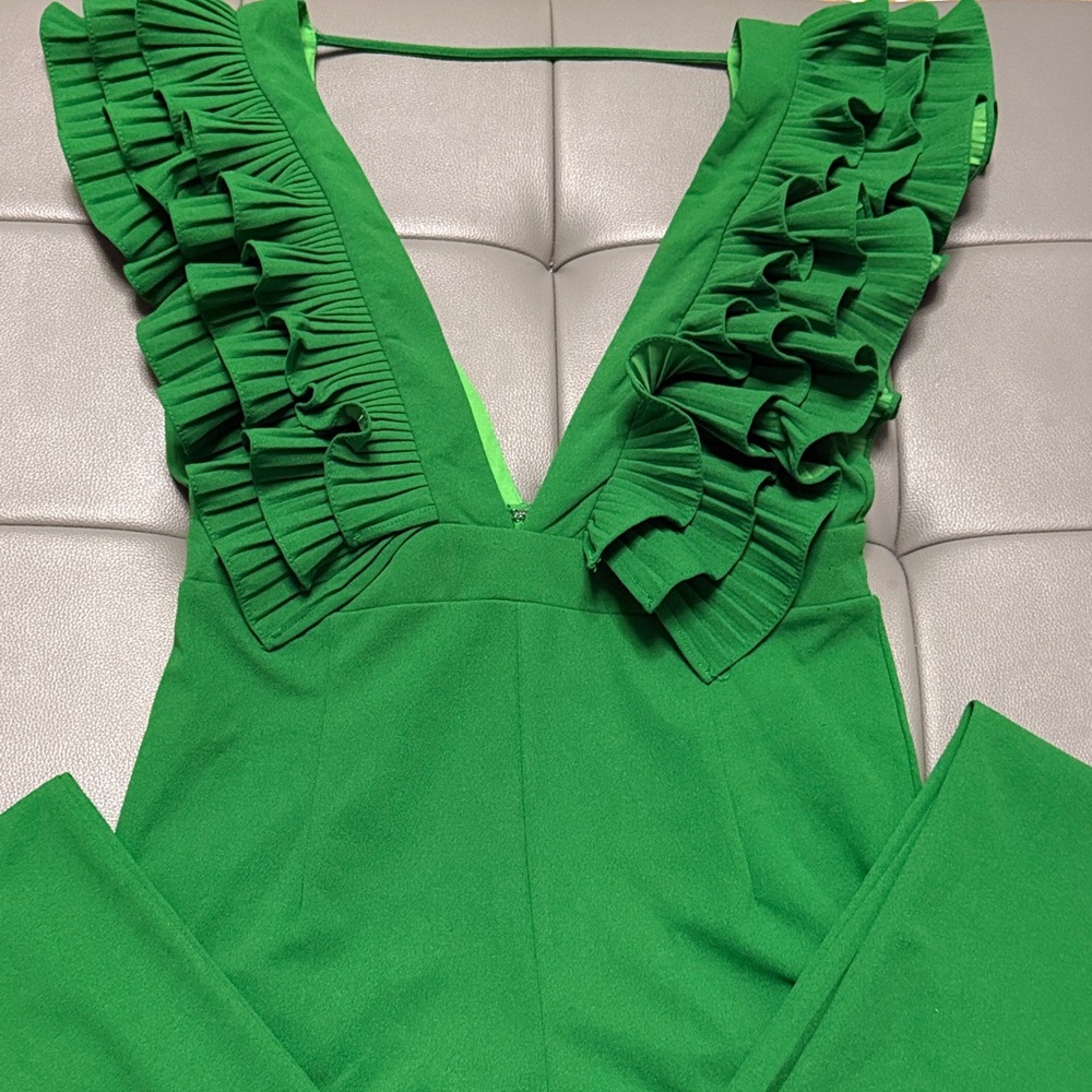 Elegant Green Ruffled Jumpsuit